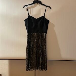 Ann Taylor Black and Gold Lace Mini Dress